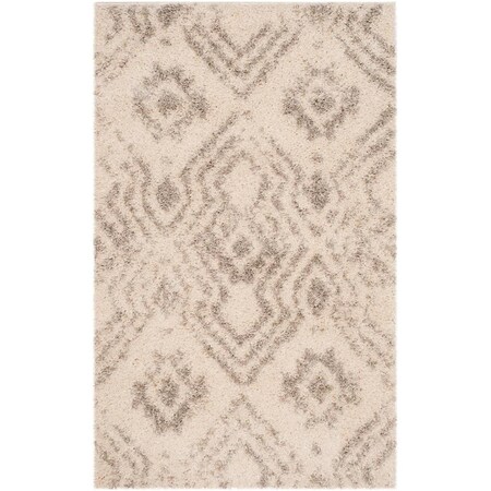 Safavieh 3 x 5 ft. Arizona Shag Power Loomed Rug; Small Rectangle - Ivory & Grey ASG746G-3